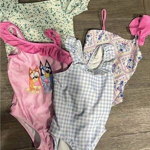 Cat & Jack Pink, Blue, and Floral Kids Bodysuit lot of 4; size 4T
